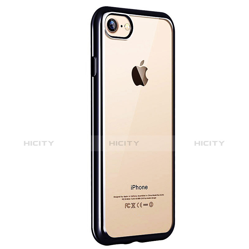 Cover Silicone Trasparente Opaca Laterale per Apple iPhone 8 Nero
