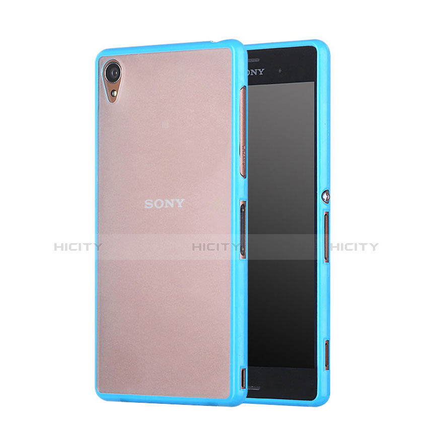 Cover Silicone Trasparente Opaca Laterale per Sony Xperia Z3 Cielo Blu