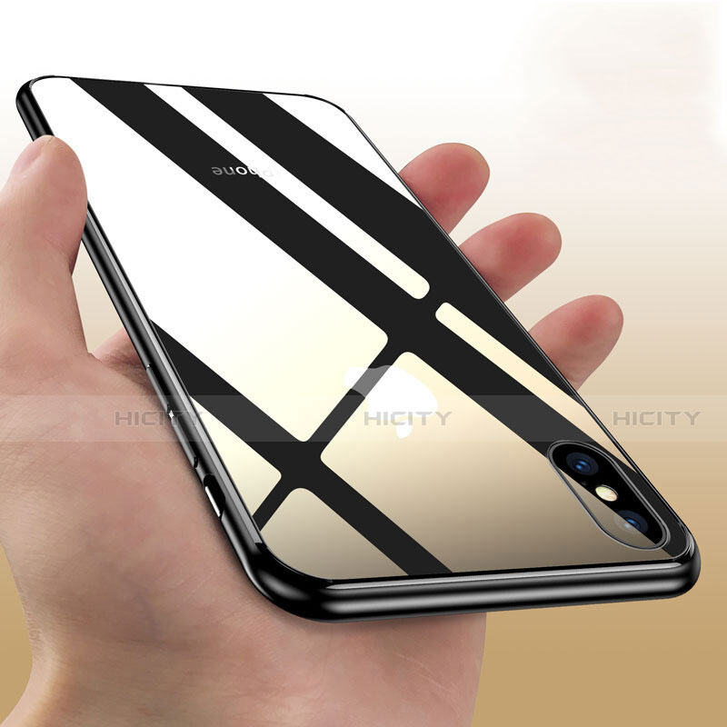 Cover Silicone Trasparente Specchio Laterale per Apple iPhone Xs Nero