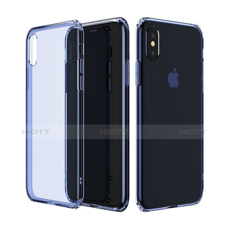 Cover Silicone Trasparente Ultra Slim Morbida per Apple iPhone X Blu