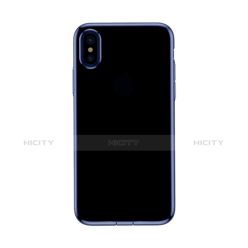 Cover Silicone Trasparente Ultra Slim Morbida per Apple iPhone X Blu