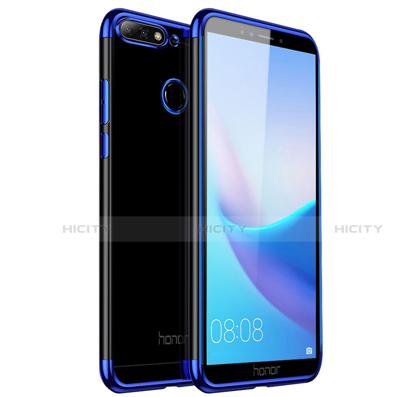 Cover Silicone Trasparente Ultra Slim Morbida per Huawei Y6 (2018) Blu