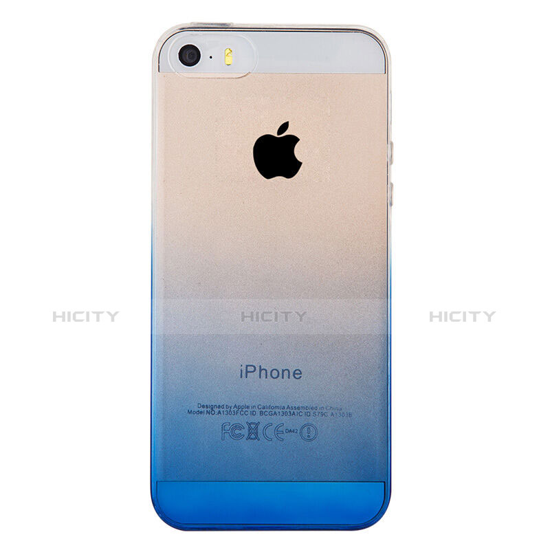 Cover Silicone Trasparente Ultra Slim Morbida Sfumato per Apple iPhone 5 Blu