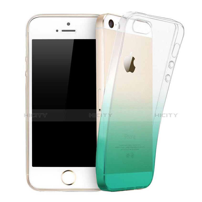 Cover Silicone Trasparente Ultra Slim Morbida Sfumato per Apple iPhone 5 Verde