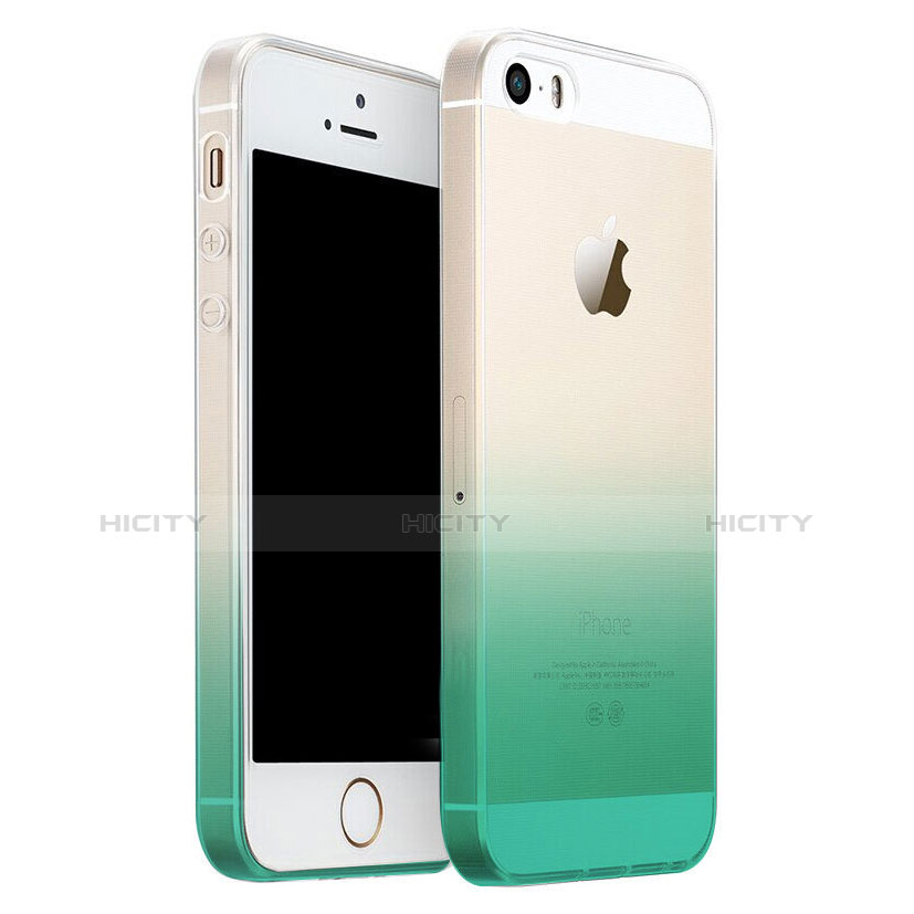 Cover Silicone Trasparente Ultra Slim Morbida Sfumato per Apple iPhone 5 Verde