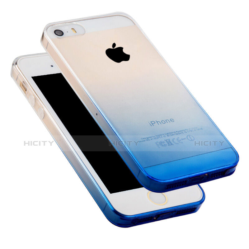 Cover Silicone Trasparente Ultra Slim Morbida Sfumato per Apple iPhone 5S Blu