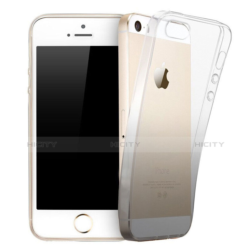 Cover Silicone Trasparente Ultra Slim Morbida Sfumato per Apple iPhone SE Grigio