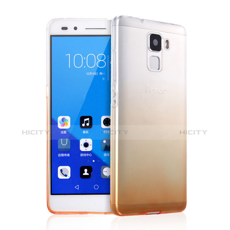 Cover Silicone Trasparente Ultra Slim Morbida Sfumato per Huawei Honor 7 Dual SIM Giallo