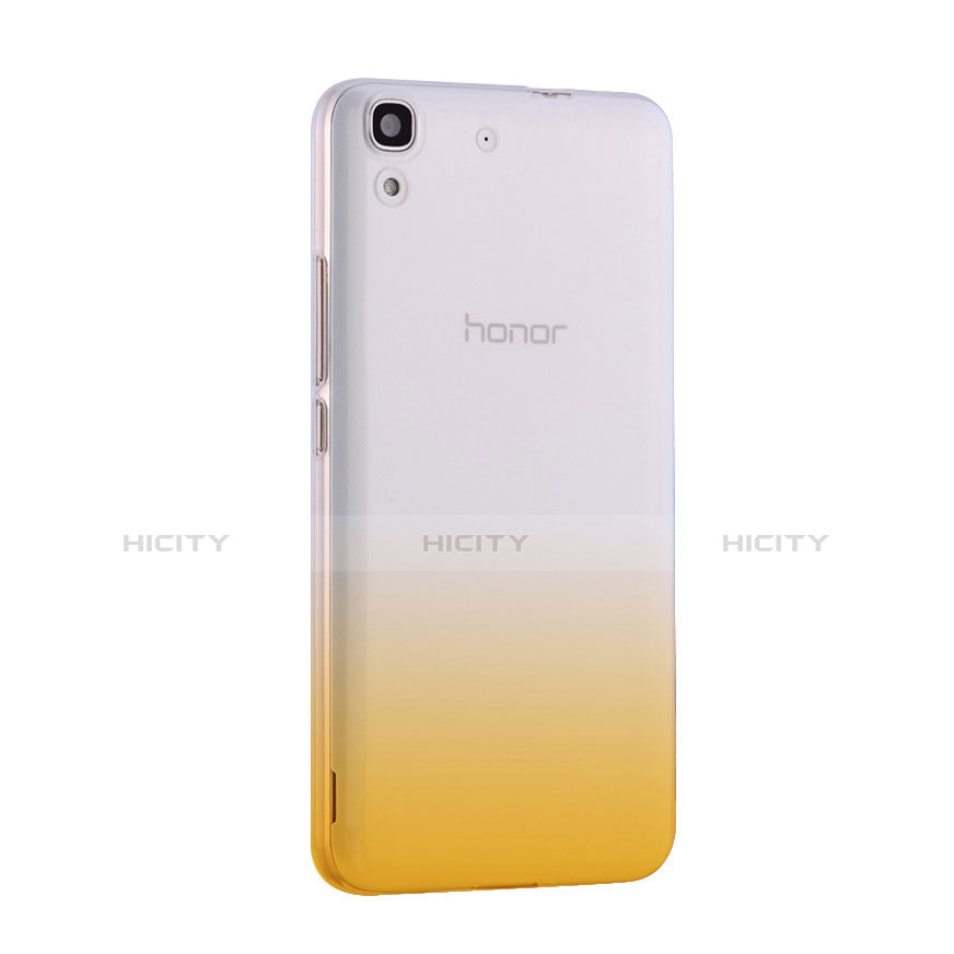 Cover Silicone Trasparente Ultra Slim Morbida Sfumato per Huawei Y6 Giallo