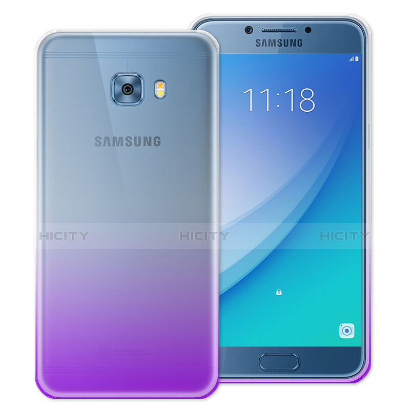 Cover Silicone Trasparente Ultra Slim Morbida Sfumato per Samsung Galaxy C7 Pro C7010 Viola