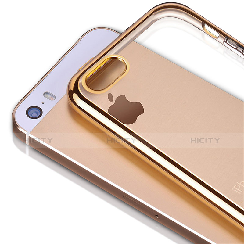 Cover Silicone Trasparente Ultra Sottile Morbida H01 per Apple iPhone 5 Oro