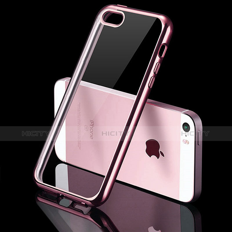 Cover Silicone Trasparente Ultra Sottile Morbida H01 per Apple iPhone 5 Rosa