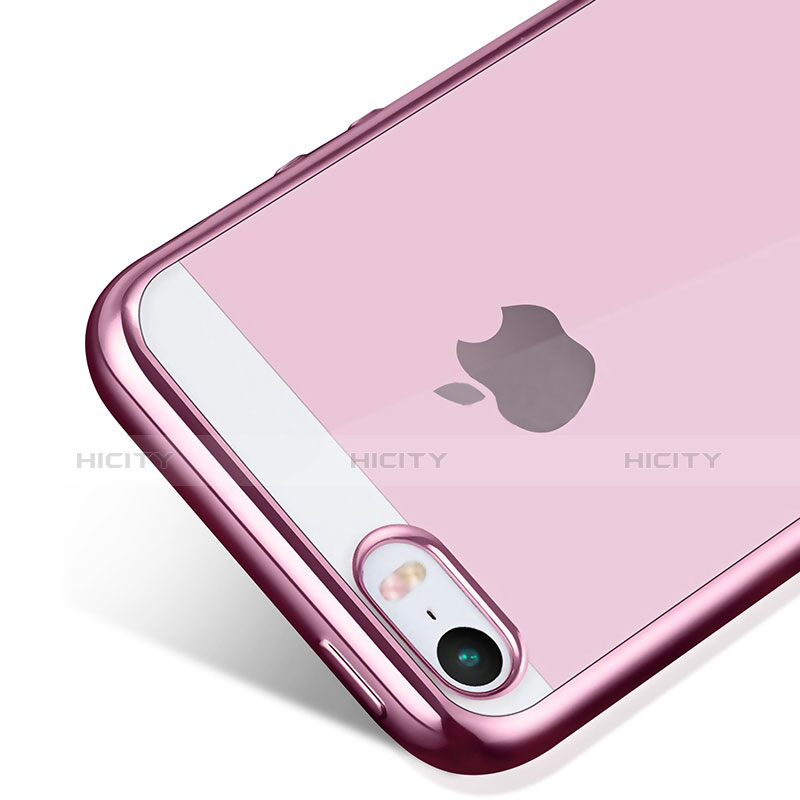 Cover Silicone Trasparente Ultra Sottile Morbida H01 per Apple iPhone 5S Rosa