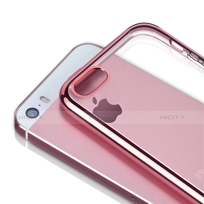 Cover Silicone Trasparente Ultra Sottile Morbida H01 per Apple iPhone 5S Rosa