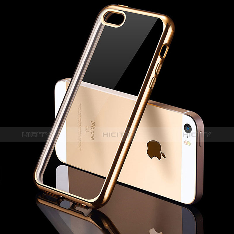 Cover Silicone Trasparente Ultra Sottile Morbida H01 per Apple iPhone SE Oro