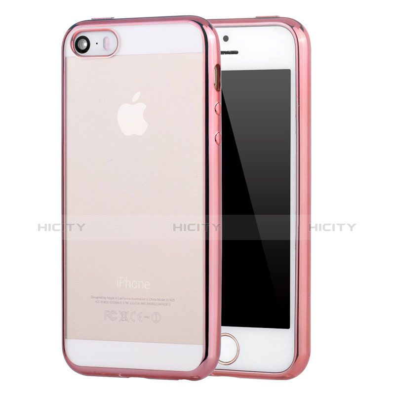 Cover Silicone Trasparente Ultra Sottile Morbida H03 per Apple iPhone 5 Rosa