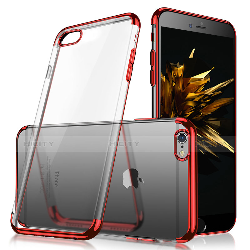 Cover Silicone Trasparente Ultra Sottile Morbida H03 per Apple iPhone 6 Plus Rosso