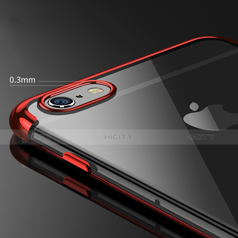 Cover Silicone Trasparente Ultra Sottile Morbida H03 per Apple iPhone 6 Plus Rosso