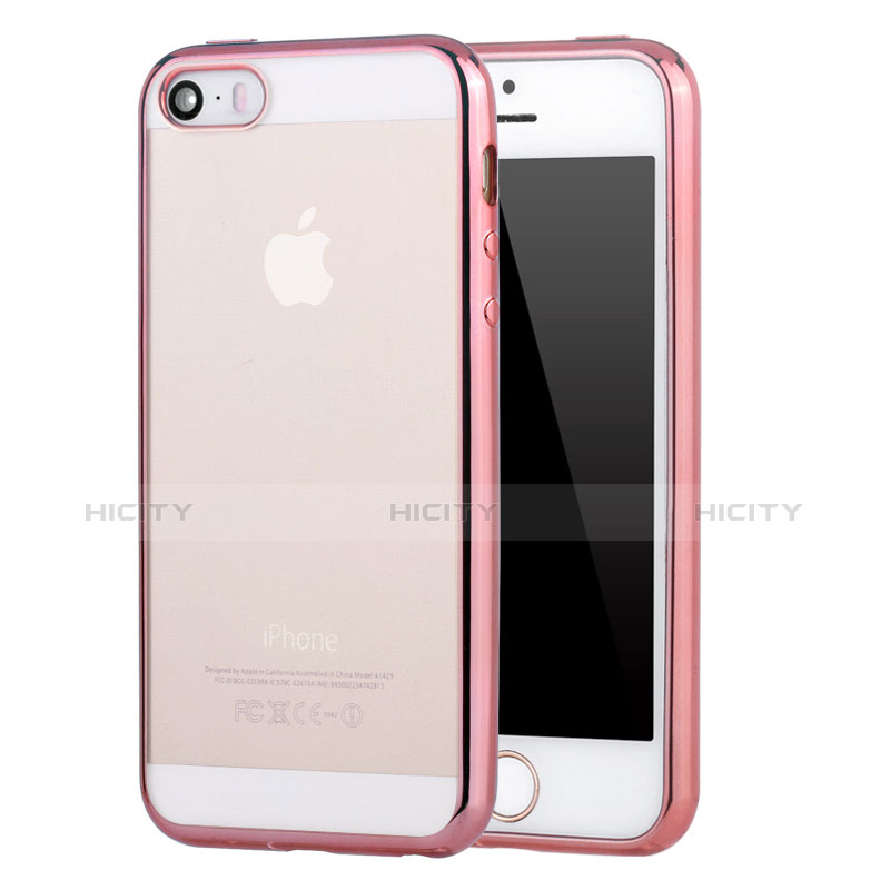Cover Silicone Trasparente Ultra Sottile Morbida H03 per Apple iPhone SE Rosa
