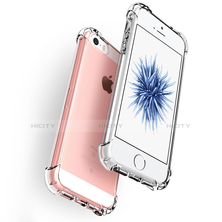 Cover Silicone Trasparente Ultra Sottile Morbida H04 per Apple iPhone 5S Chiaro
