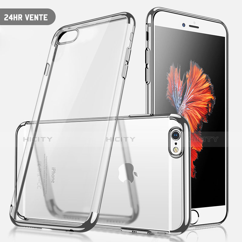 Cover Silicone Trasparente Ultra Sottile Morbida H04 per Apple iPhone 7 Argento