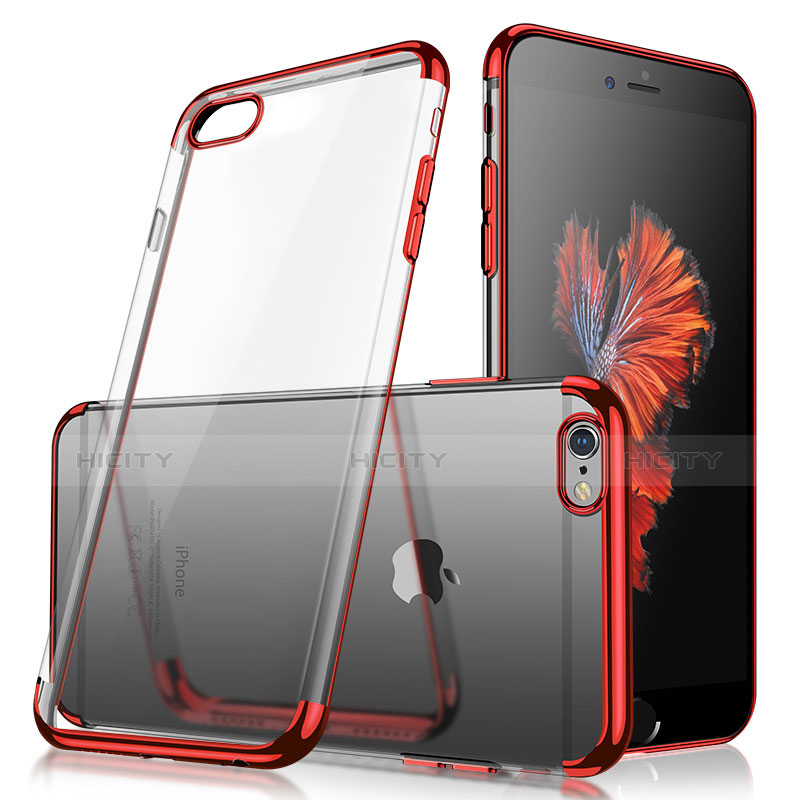 Cover Silicone Trasparente Ultra Sottile Morbida H04 per Apple iPhone 7 Rosso
