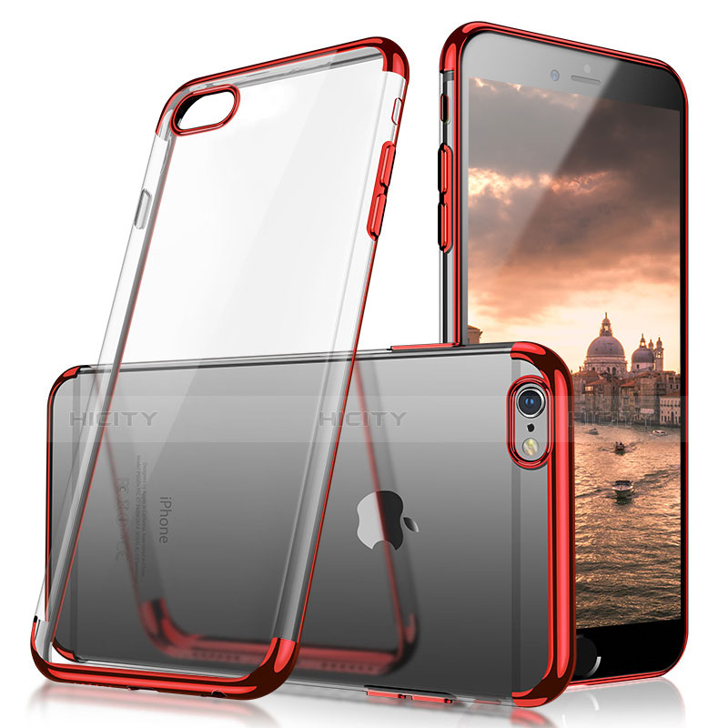 Cover Silicone Trasparente Ultra Sottile Morbida H05 per Apple iPhone 6S Rosso