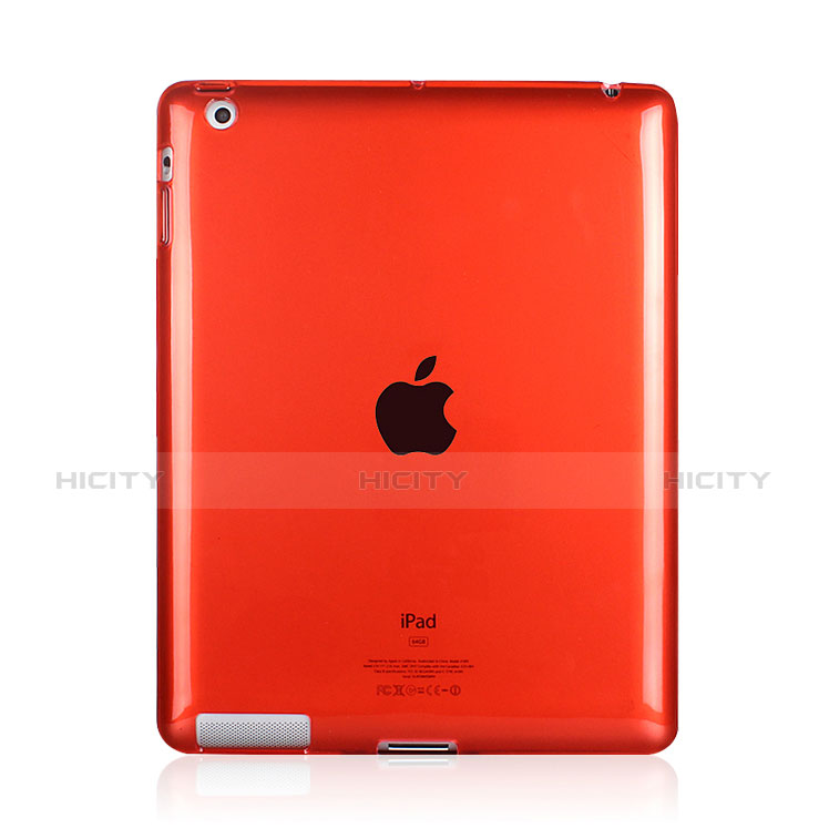 Cover Silicone Trasparente Ultra Sottile Morbida per Apple iPad 2 Rosso