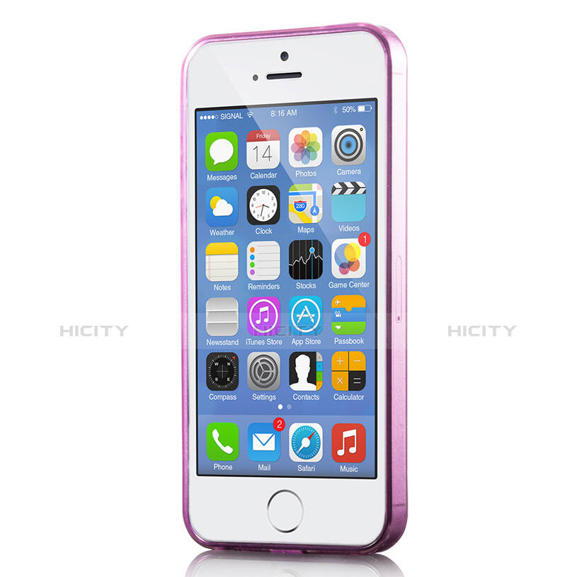 Cover Silicone Trasparente Ultra Sottile Morbida per Apple iPhone 5 Rosa Caldo