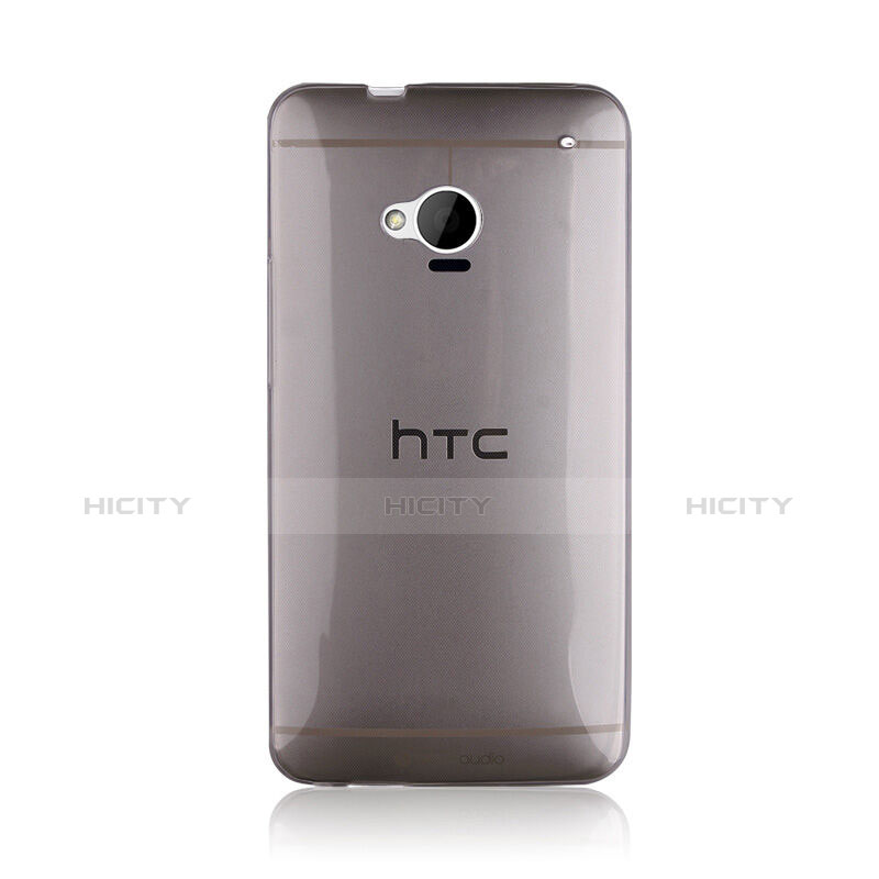 Cover Silicone Trasparente Ultra Sottile Morbida per HTC One M7 Grigio