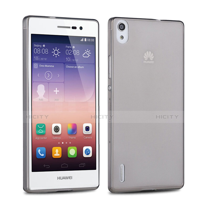 Cover Silicone Trasparente Ultra Sottile Morbida per Huawei P7 Dual SIM Grigio