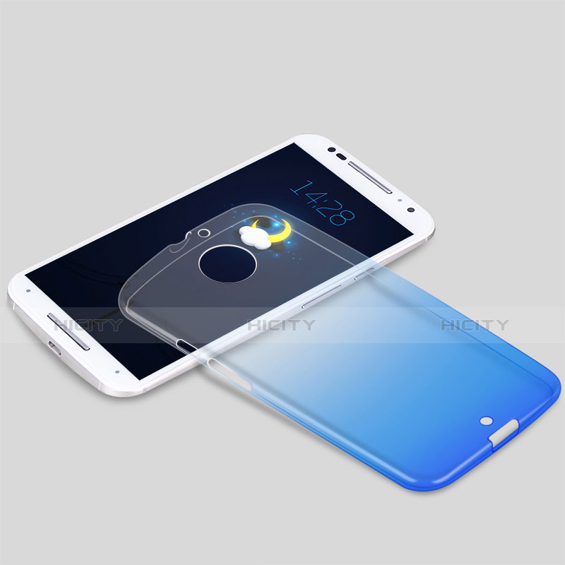Cover Silicone Trasparente Ultra Sottile Morbida per Motorola Moto X (2nd Gen) Blu