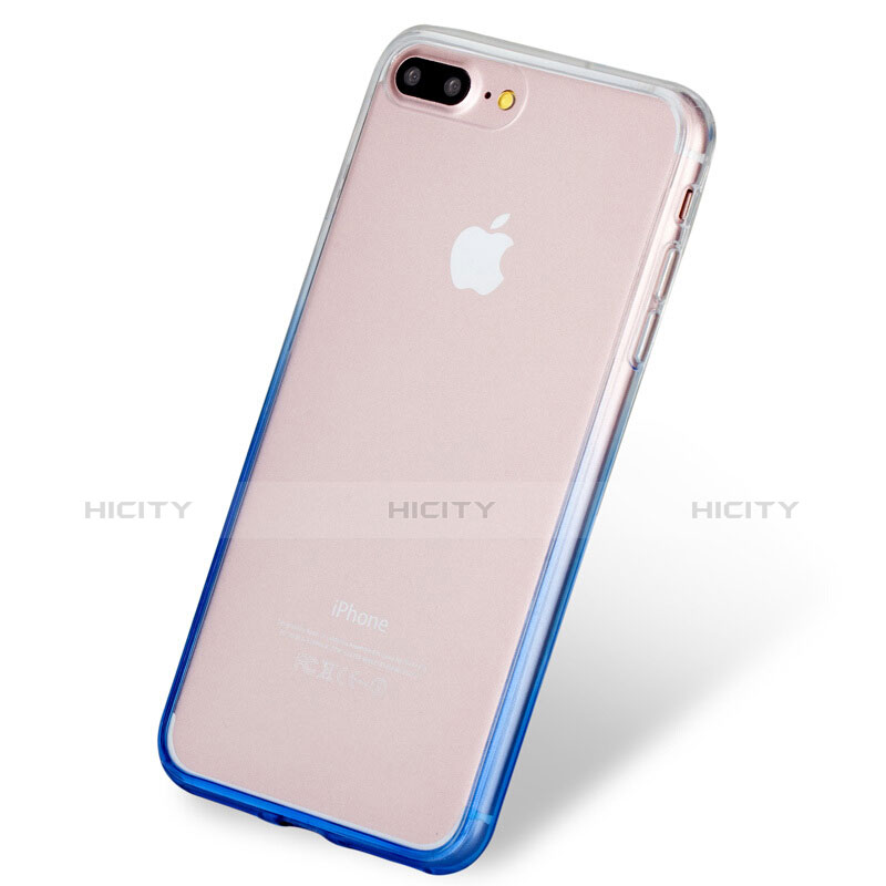 Cover Silicone Trasparente Ultra Sottile Morbida Sfumato per Apple iPhone 8 Plus Blu