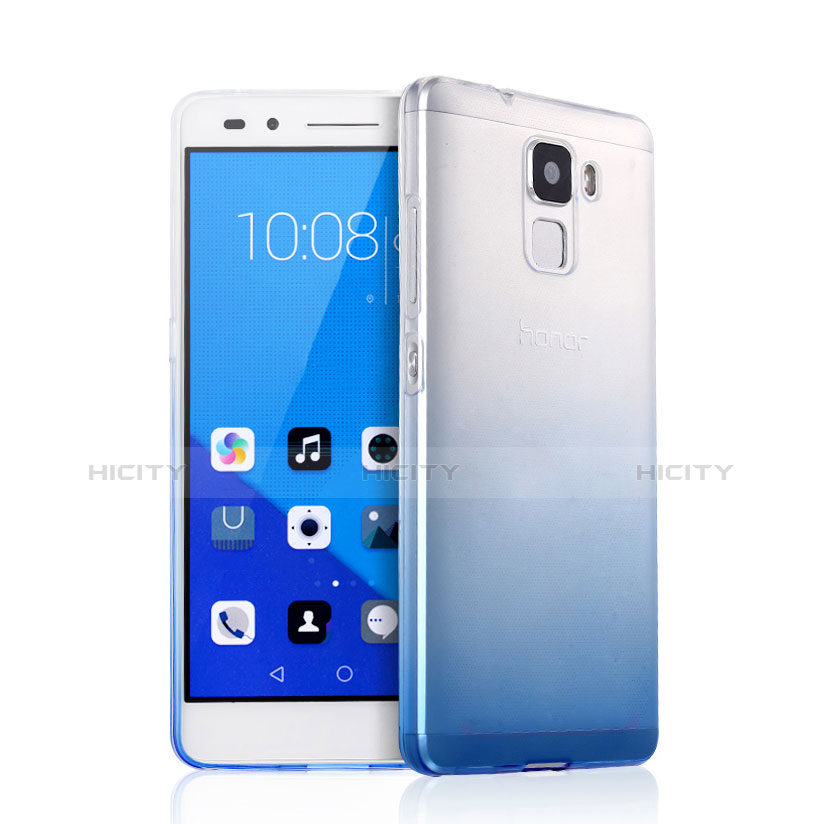 Cover Silicone Trasparente Ultra Sottile Morbida Sfumato per Huawei Honor 7 Dual SIM Blu