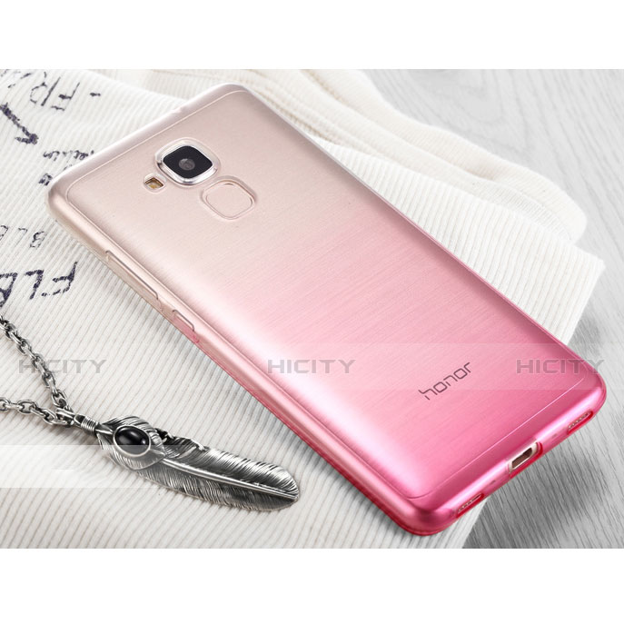 Cover Silicone Trasparente Ultra Sottile Morbida Sfumato per Huawei Honor 7 Lite Rosa