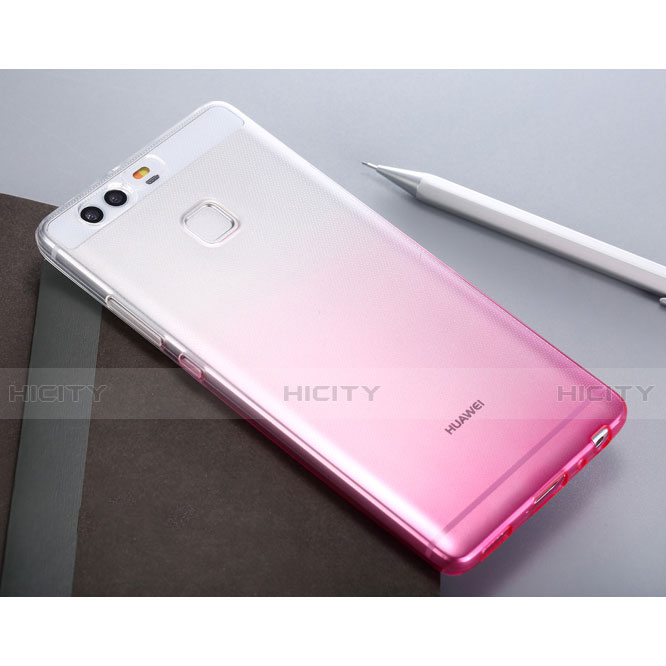 Cover Silicone Trasparente Ultra Sottile Morbida Sfumato per Huawei P9 Rosa