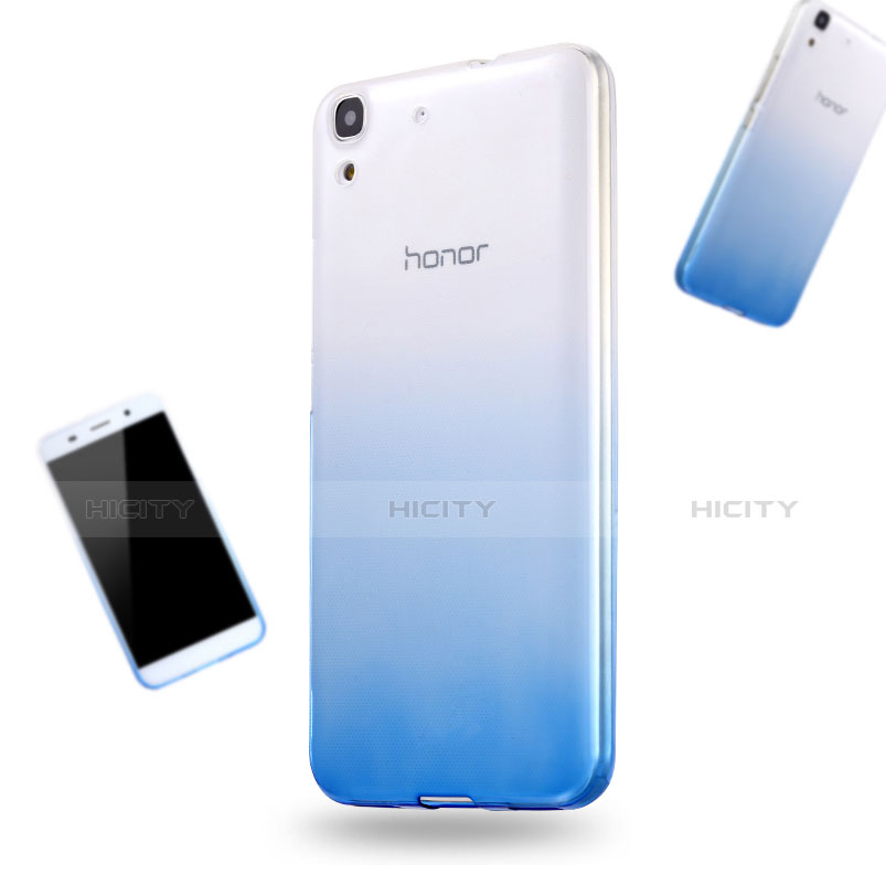 Cover Silicone Trasparente Ultra Sottile Morbida Sfumato per Huawei Y6 Blu