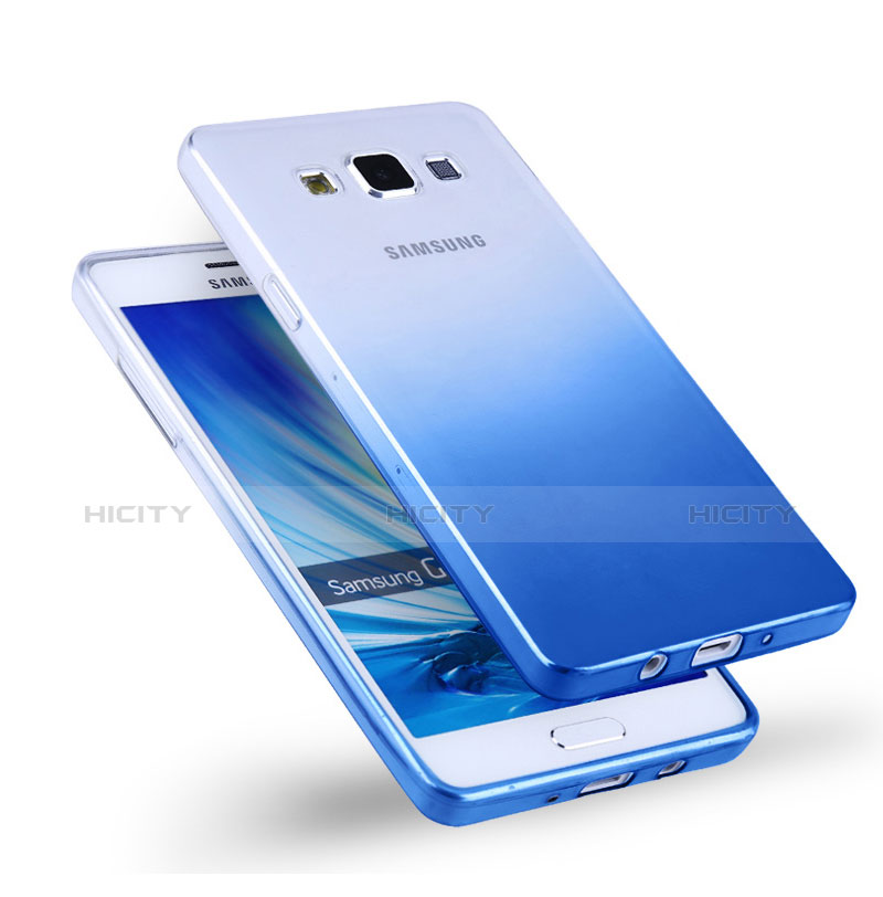 Cover Silicone Trasparente Ultra Sottile Morbida Sfumato per Samsung Galaxy A5 Duos SM-500F Blu