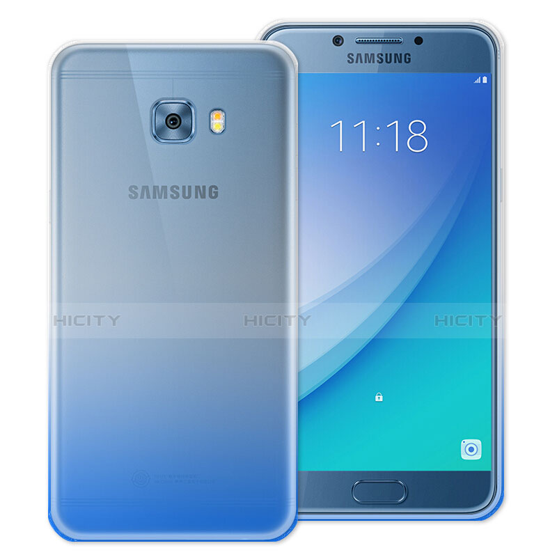 Cover Silicone Trasparente Ultra Sottile Morbida Sfumato per Samsung Galaxy C5 Pro C5010 Blu