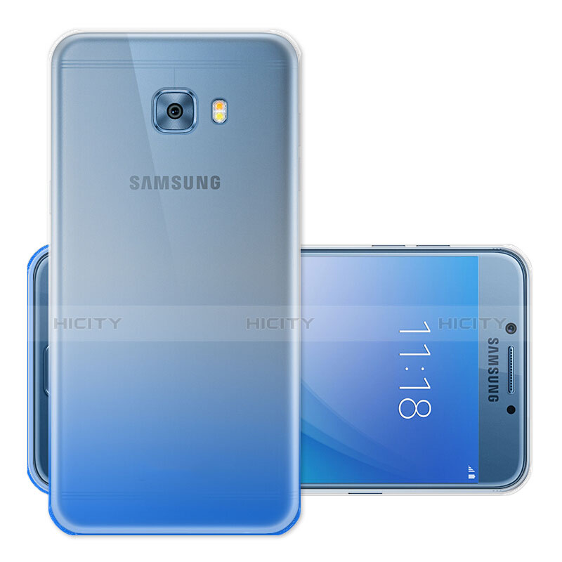 Cover Silicone Trasparente Ultra Sottile Morbida Sfumato per Samsung Galaxy C5 Pro C5010 Blu