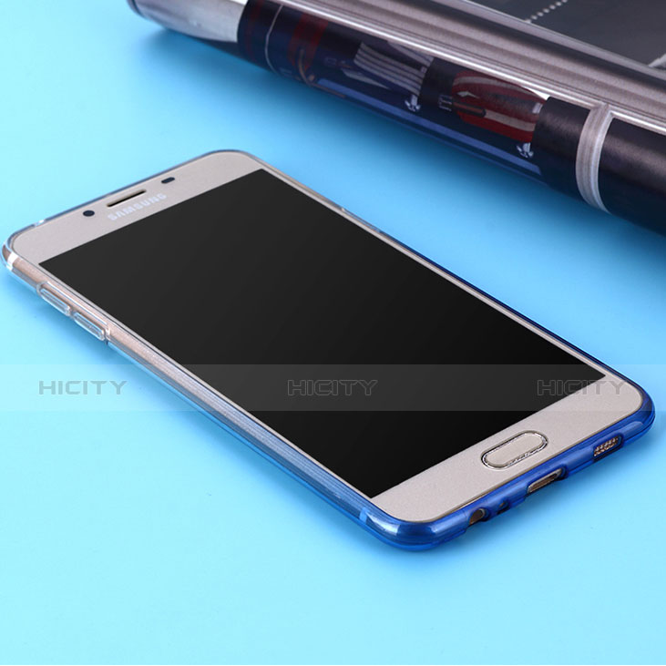 Cover Silicone Trasparente Ultra Sottile Morbida Sfumato per Samsung Galaxy C7 SM-C7000 Blu