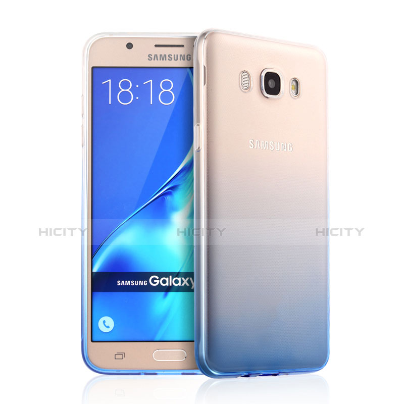 Cover Silicone Trasparente Ultra Sottile Morbida Sfumato per Samsung Galaxy J7 (2016) J710F J710FN Blu