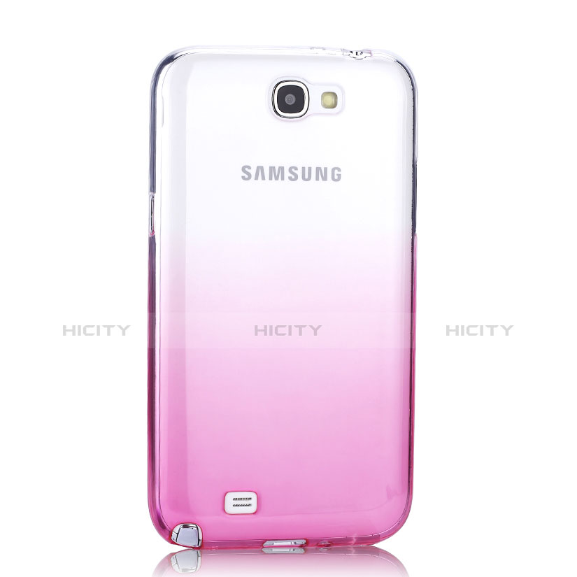 Cover Silicone Trasparente Ultra Sottile Morbida Sfumato per Samsung Galaxy Note 2 N7100 N7105 Rosa