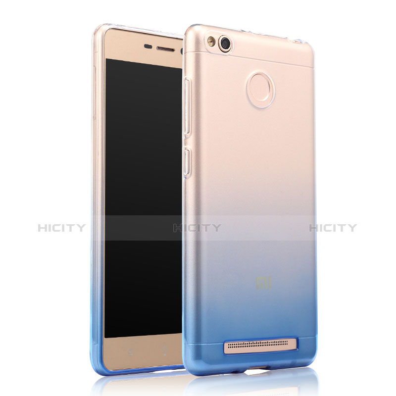 Cover Silicone Trasparente Ultra Sottile Morbida Sfumato per Xiaomi Redmi 3 High Edition Blu