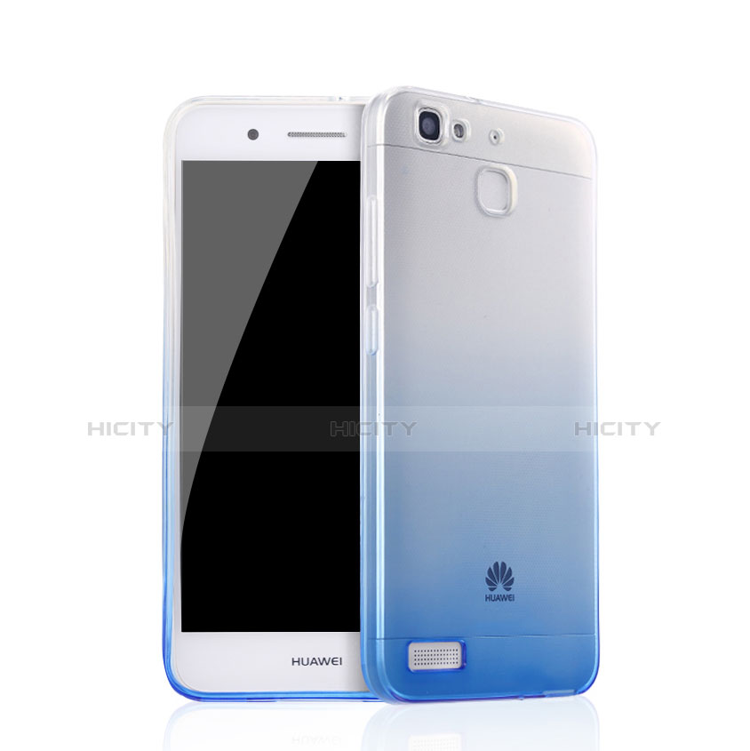 Cover Silicone Trasparente Ultra Sottile Morbida Sfumato Q01 per Huawei P8 Lite Smart Blu