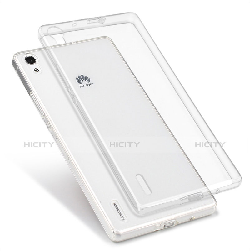 Cover Silicone Trasparente Ultra Sottile Morbida T02 per Huawei P7 Dual SIM Chiaro