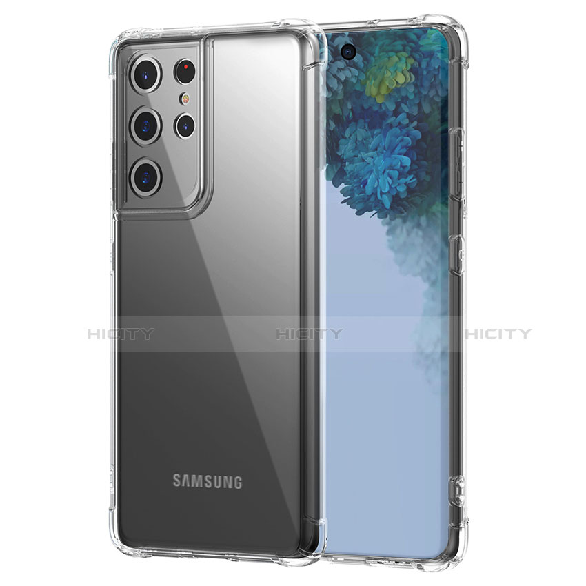 Cover Silicone Trasparente Ultra Sottile Morbida T02 per Samsung Galaxy S21 Ultra 5G Chiaro
