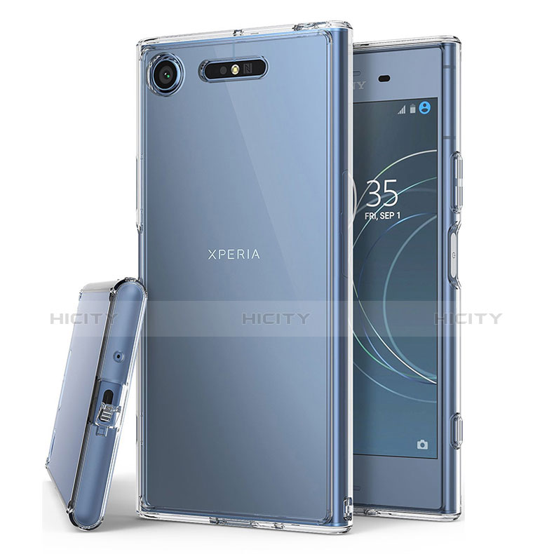 Cover Silicone Trasparente Ultra Sottile Morbida T02 per Sony Xperia XZ1 Chiaro