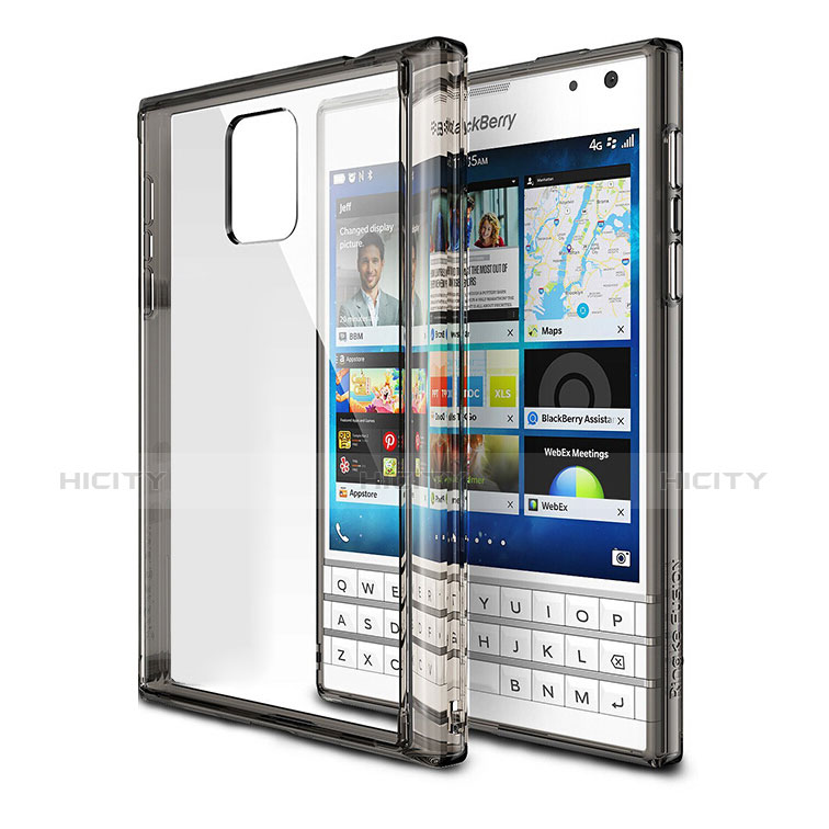 Cover Silicone Trasparente Ultra Sottile Morbida T03 per Blackberry Passport Q30 Grigio
