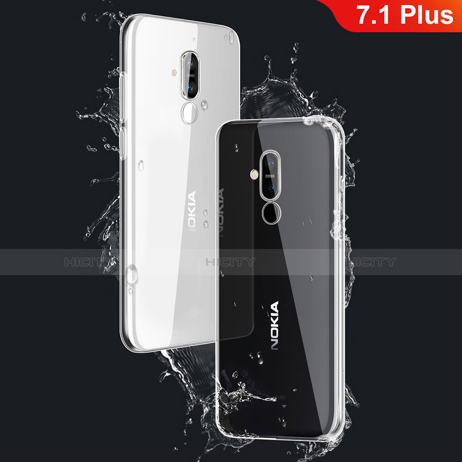 Cover Silicone Trasparente Ultra Sottile Morbida T03 per Nokia 7.1 Plus Chiaro